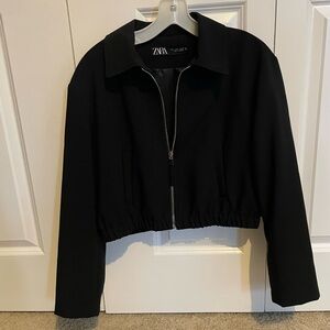 Zara Women's Black Bomber Jacket